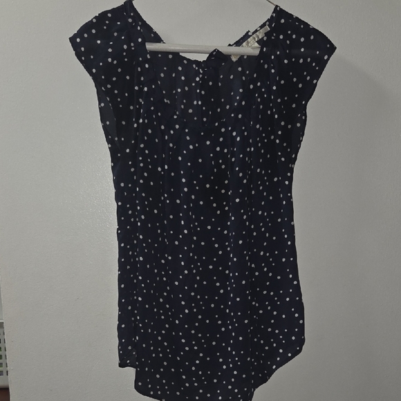 LC Lauren Conrad Tops - LC Lauren Conrad Polka Dot Blouse in Navy and White